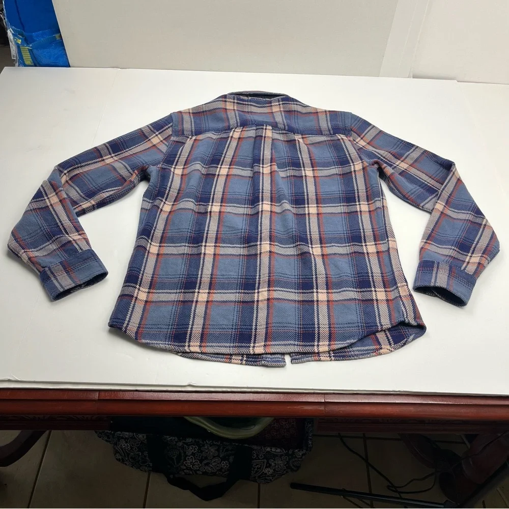 Marine Layer Mens Medium Cole Textured Twill Blue Plaid Long Sleeve Button Shirt